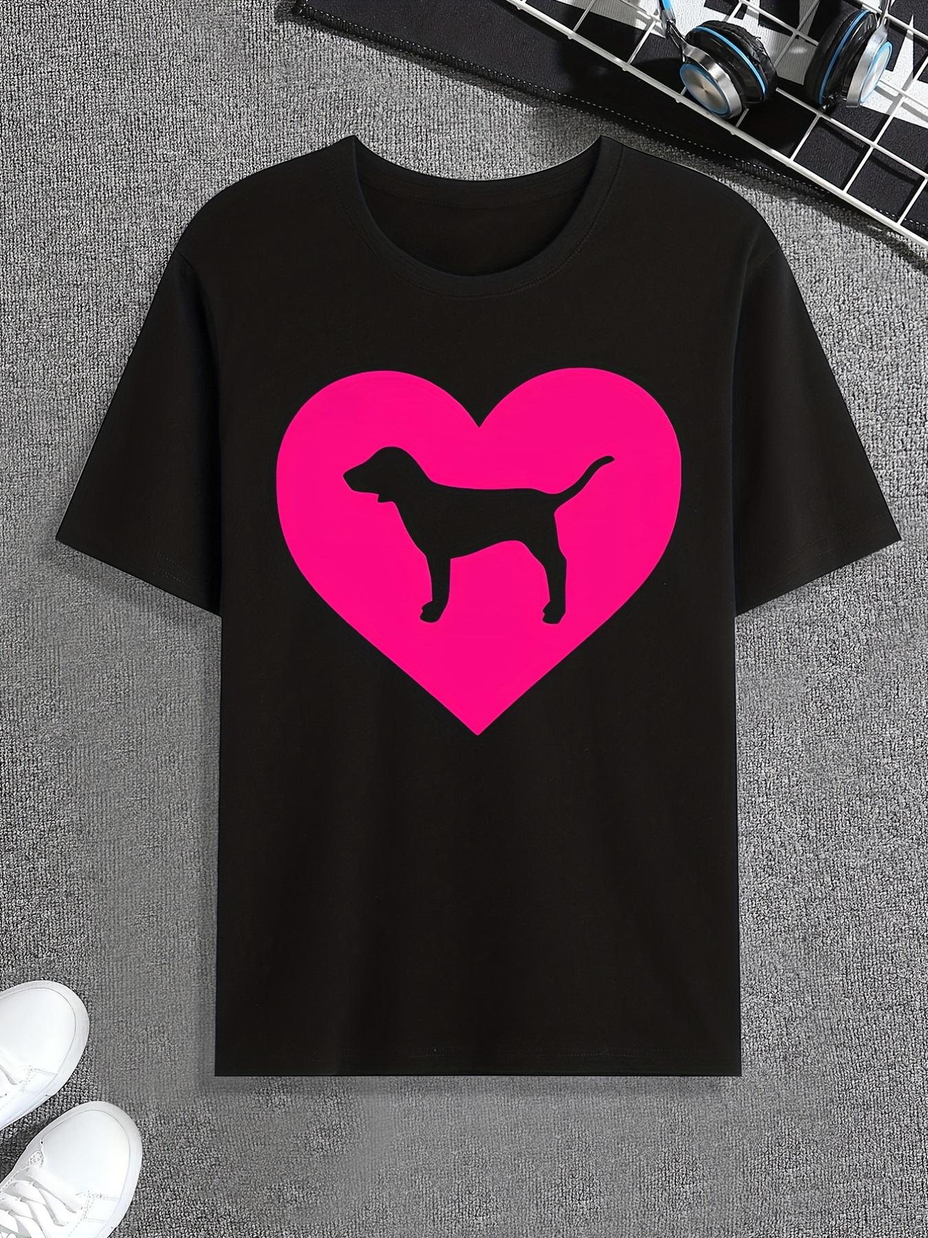

Принт розового сердца, мужская летняя футболка с рисунком, повседневные удобные футболки 3XL чёрный