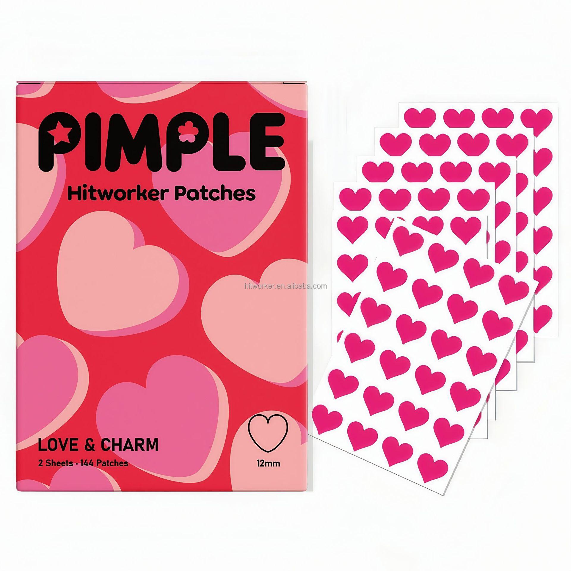 Salicylic Acid Heart Pimple Patches for Face Pimple Patches Heart Shaped Hydrocolloid Acne Patches Face Healing Sticker 144
