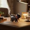 Wood Carving Cat Ornament Natural Texture Lucky Cat Ornament Wooden Cat Figurine  Bookshelf Display