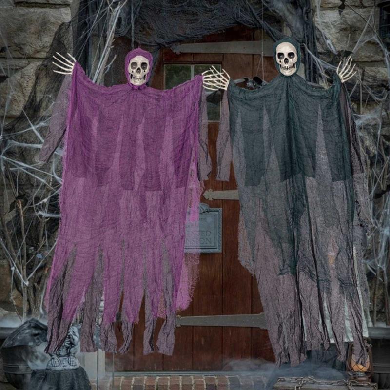 Scary Halloween Skull Hanging Ghost Party Decoration Creepy Skull Ghost Pendant for Halloween Themed Parties