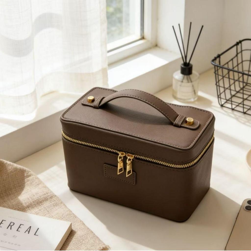 Nuova Borsa Trucco di Lusso Leggero di Alta Qualità Borsa a Mano di Grande Capacità in Pelle PU Borsa da Donna con Scomparti