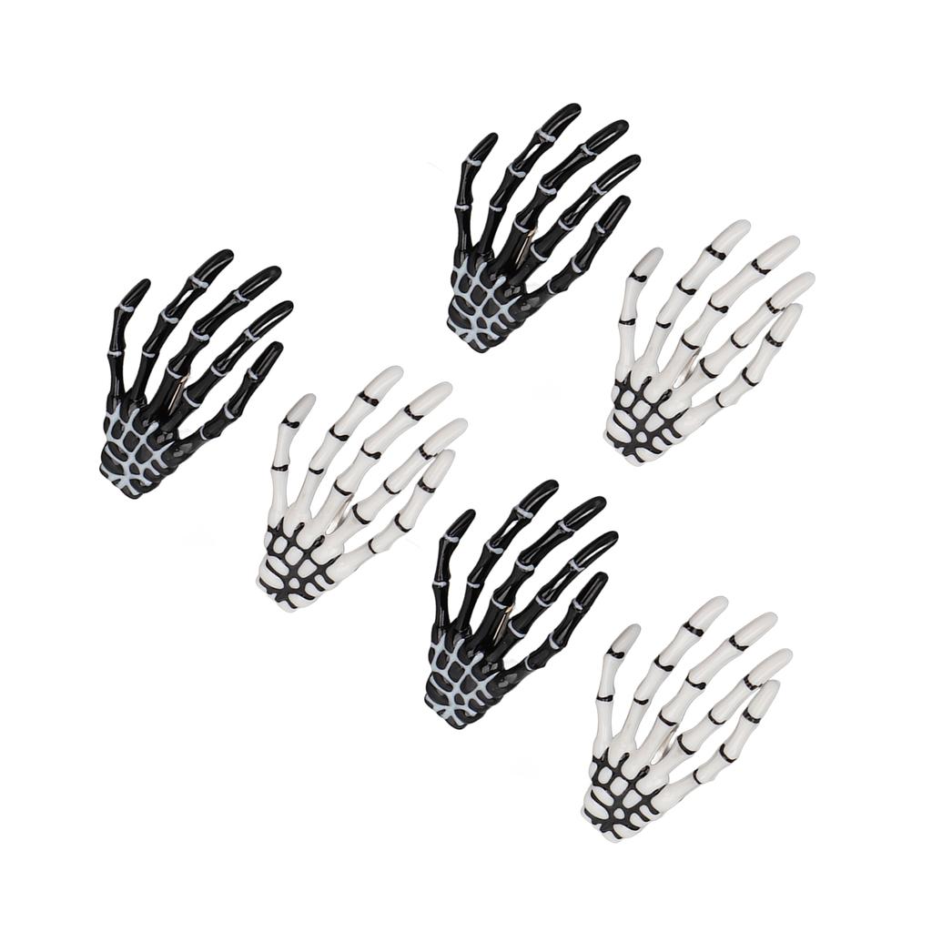 3 Pair Halloween Skeleton Hands Bone Hair Clips Delicate Punk Rock Horror Hair Clip for Women Girls