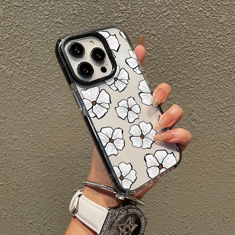 Summer Transparent Mobile Phone Case iPhone15 White Flower 16 Simple Women's Mobile Phone Case Apple 17 Anti-drop Soft Case