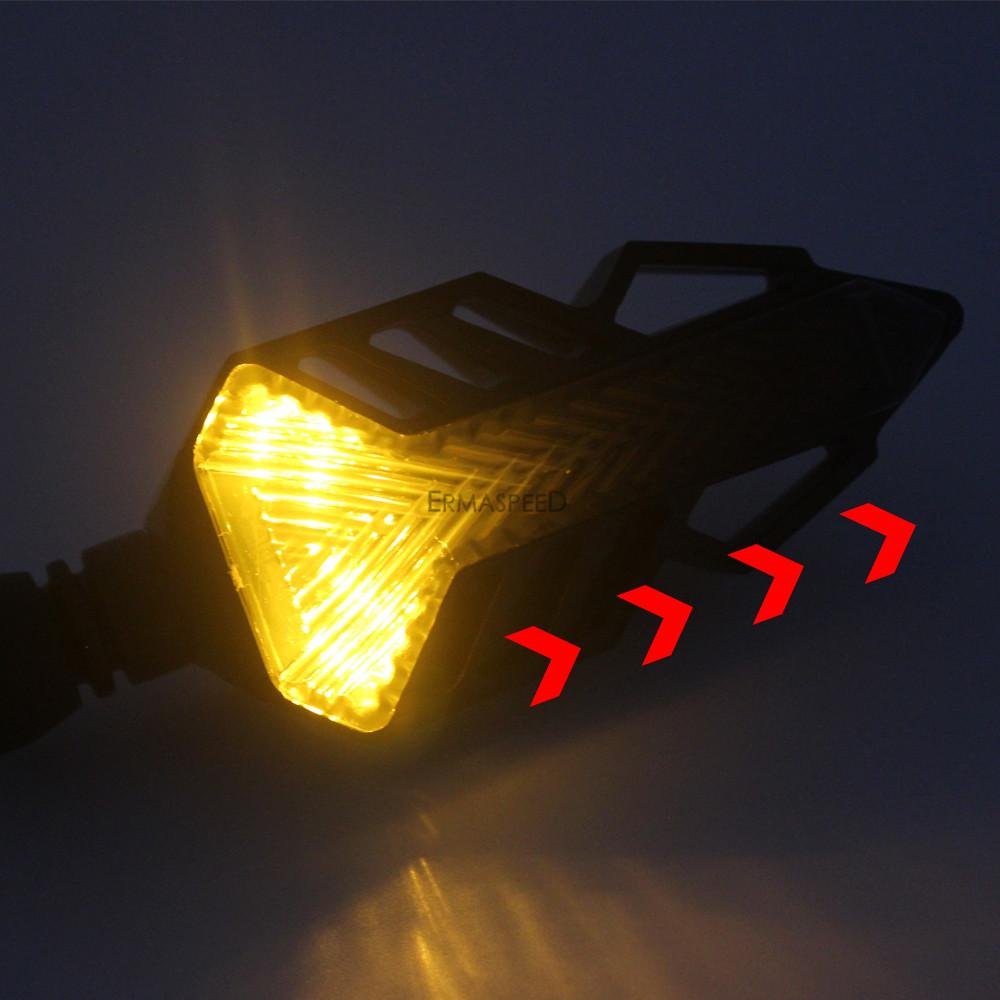 Sequential Motorcycle LED Turn Signal Lights Amber Flowing Water Motorbike Blinkers Indicator 12V Universal Lamp