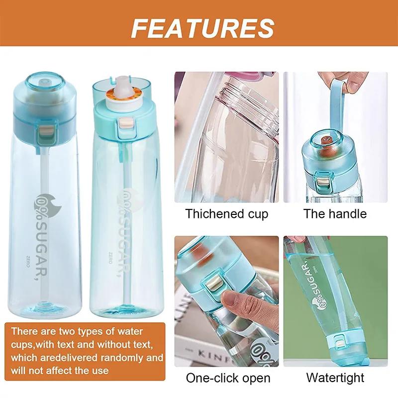 Air Flavored Water Bottle With 7 Flavor Ring Sports Fashion Straw Tritan Plastic Cup Suitable for Outdoor Sports Fitness Airup