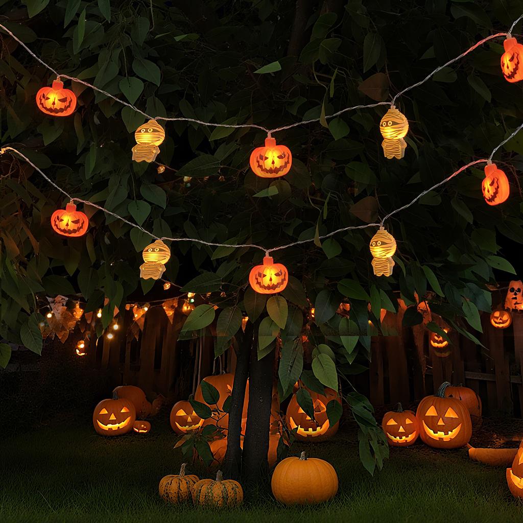 1pc 10/20LED Halloween Pumpkin & Mummy String Lights Battery Operated For Home Bedroom Window Halloween Holiday Party Decoration