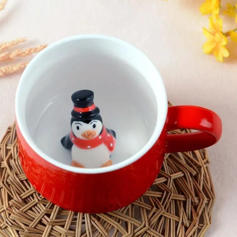 3D Snowman Christmas Mug – Ceramic Cartoon Coffee Cup for Milk or Tea