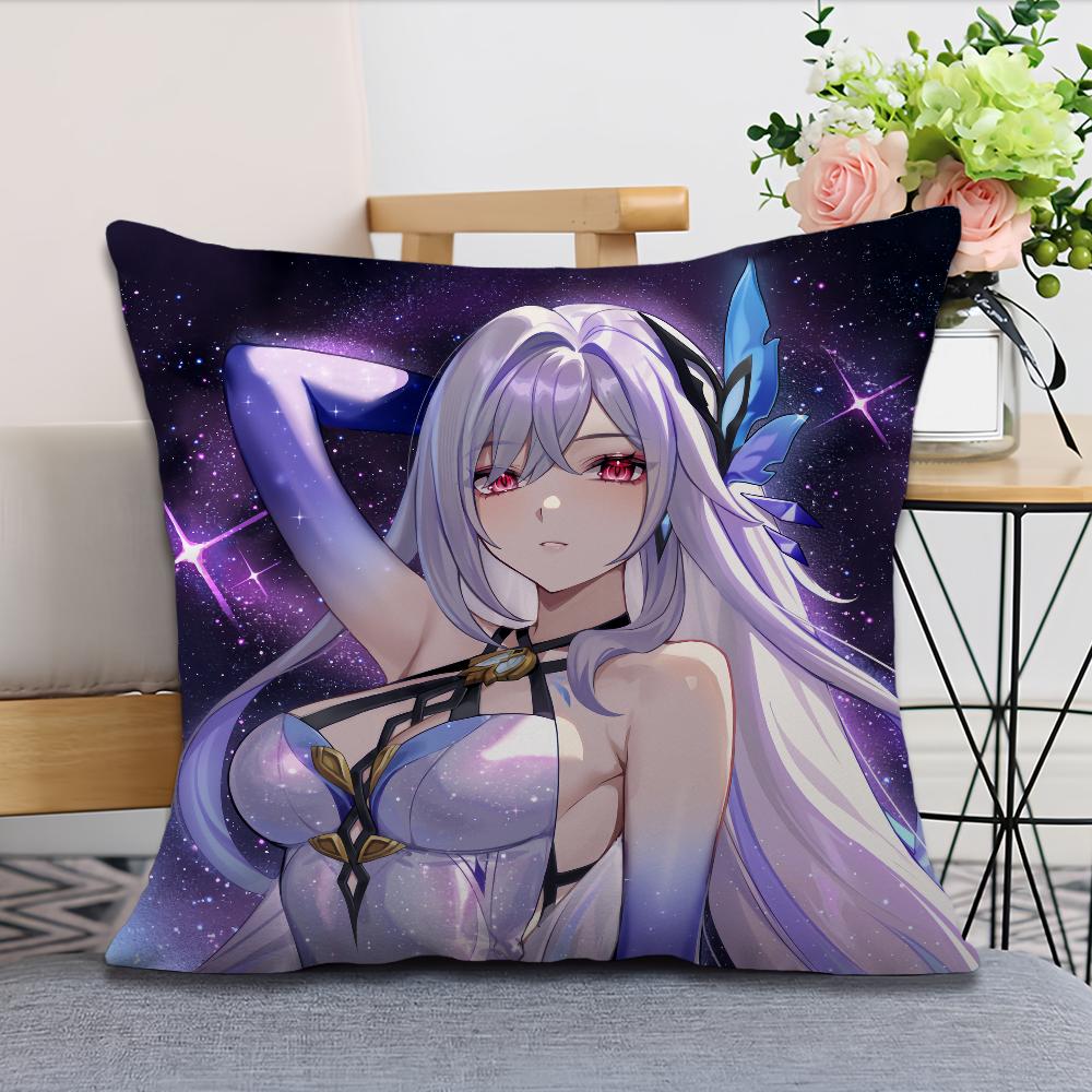 Game Genshin Impact Skirk cushion cover Pillow Case Square Cushion Room Bedroom Headboard Sofa Living Backrest Nap Time