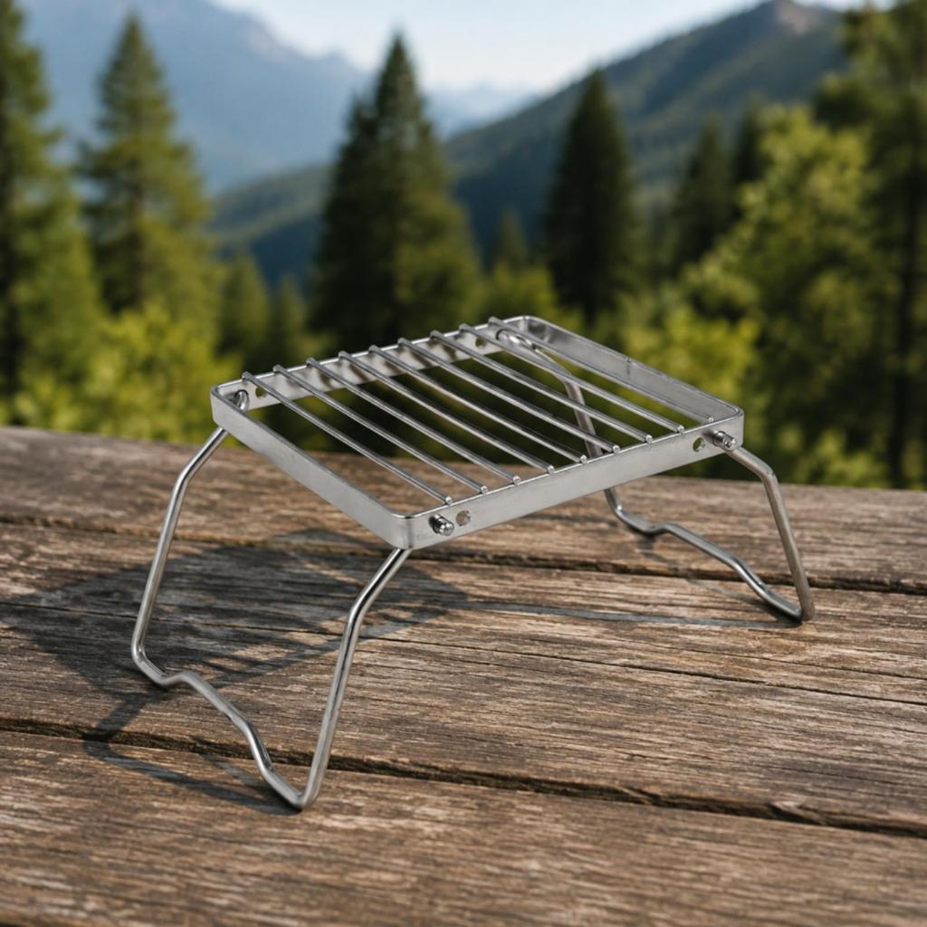 Stainless Steel Cooktop Stand with Folding Legs Quick-Setup for Backpacking