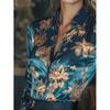 Elegant Vintage Printed Satin Long Sleeve Shirt Womens Cross Border Fashion Comfortable New European American Style