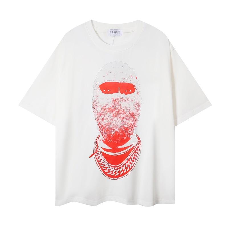 High Street Trend Masked Portrait T-shirt, dark art printing, the same loose casual short sleeves for men and women