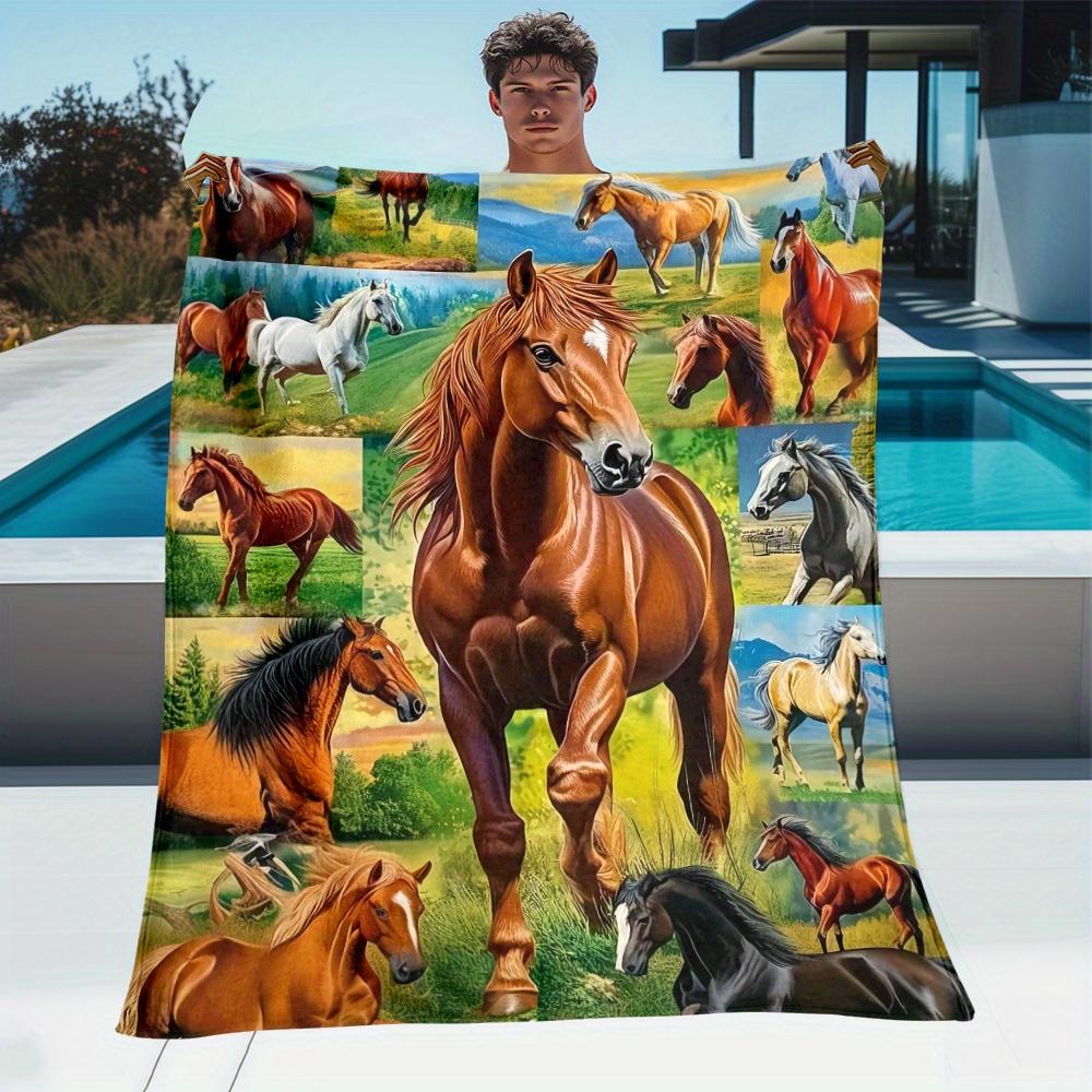 Pferdesammlung Mehrzweck-Fleece-Decke Schöne Pferdekunst Weicher Flanell-Überwurf Geschenk für Pferdeliebhaber Ranch-Dekoration Heimtextilien