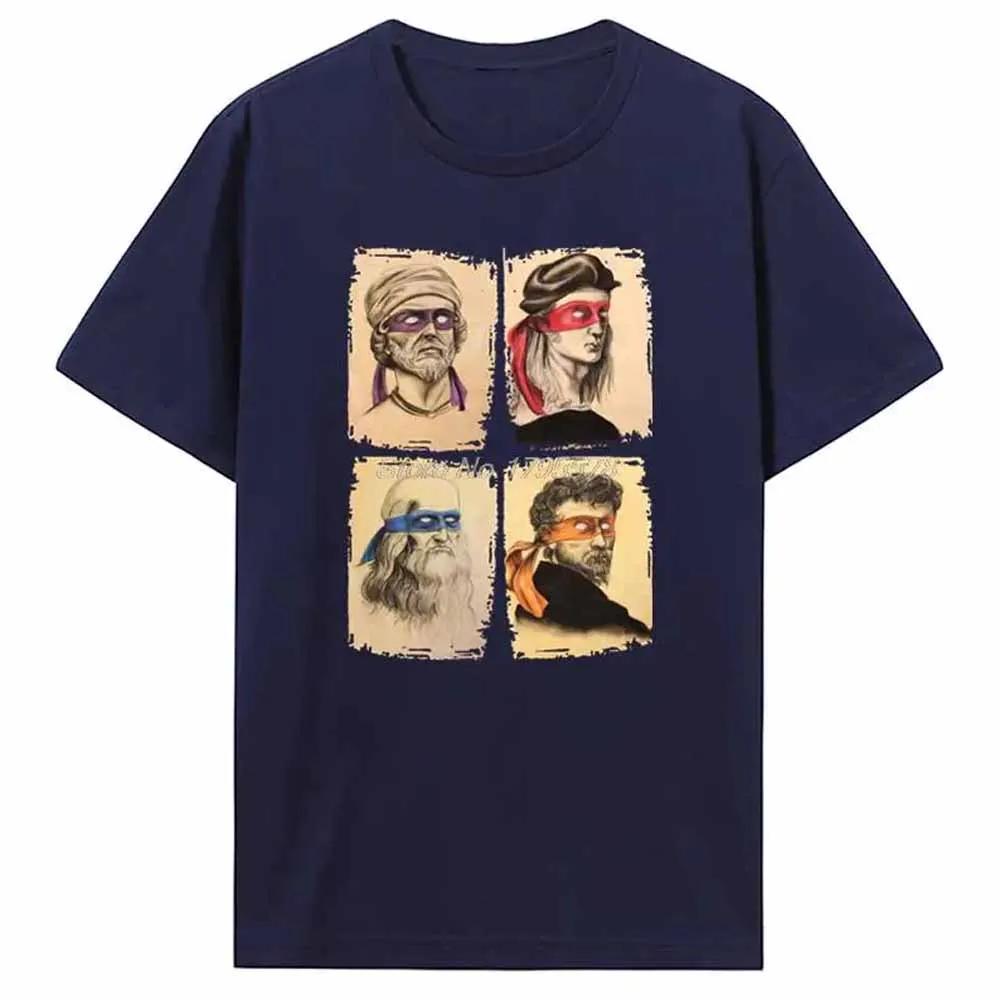 

Футболка с изображением черепашек-ученых, унисекс, мутант-ниндзя, короткий рукав, юмористическая футболка с круглым вырезом, забавные топы с принтом, футболки для косплея 4XL