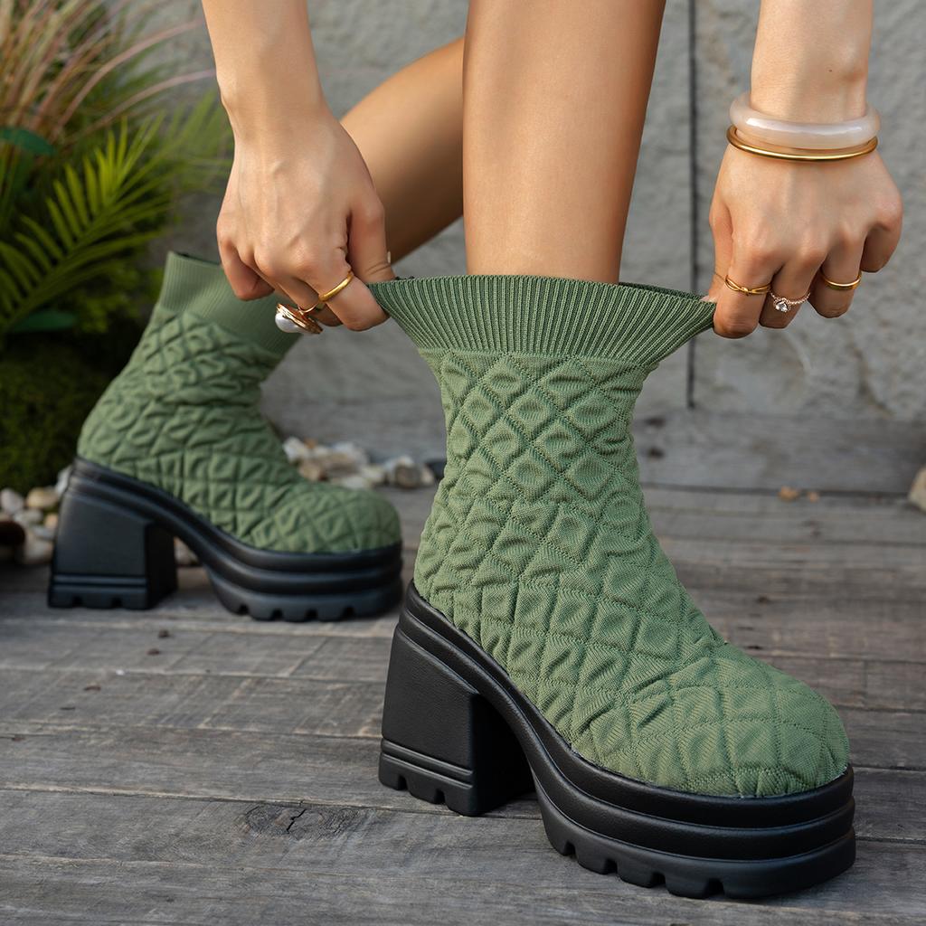 Women Ankle Boots Outdoor Luxury Comfortable Shoes Sexy Leather High Heels Boots Women Fashion Platform Shoes Women Solid Pumps