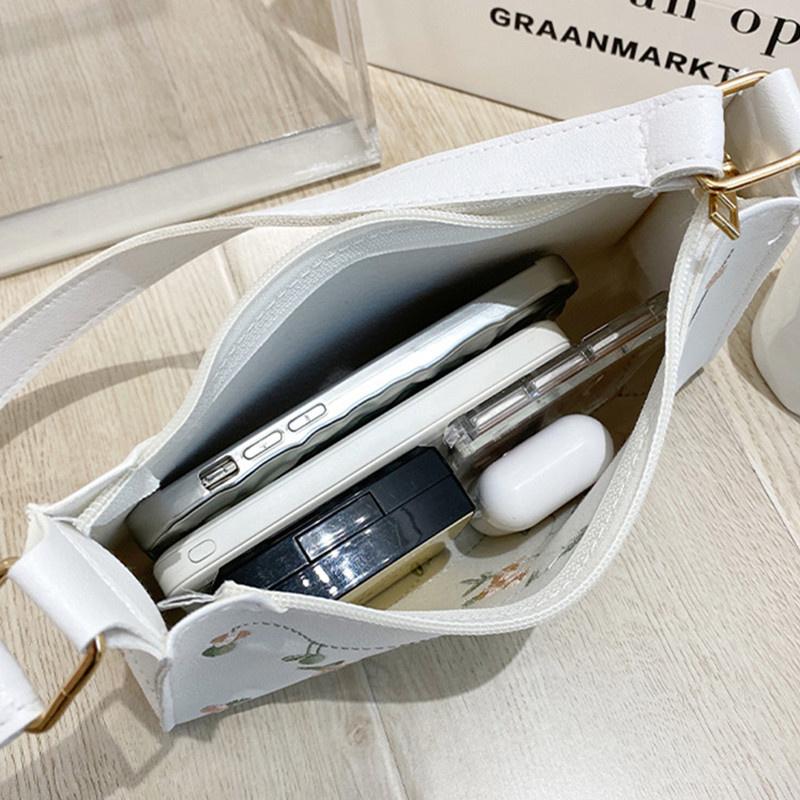 Letnia koronkowa, kwiatowa, szyta torba na ramię dla kobiet miękka PU skórzane torby pod pachami torebka podróżna plażowa dziewczęca mała torba z grubej bawełny