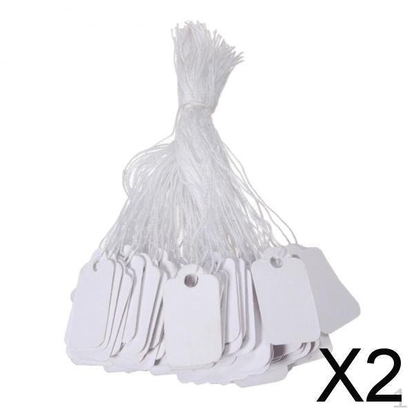 

2x 100x Белая бумага для маркировки цены, Пишущаяся этикетка для дисплея, Бирки для ювелирных изделий и одежды (0.9x0.5 дюйма)