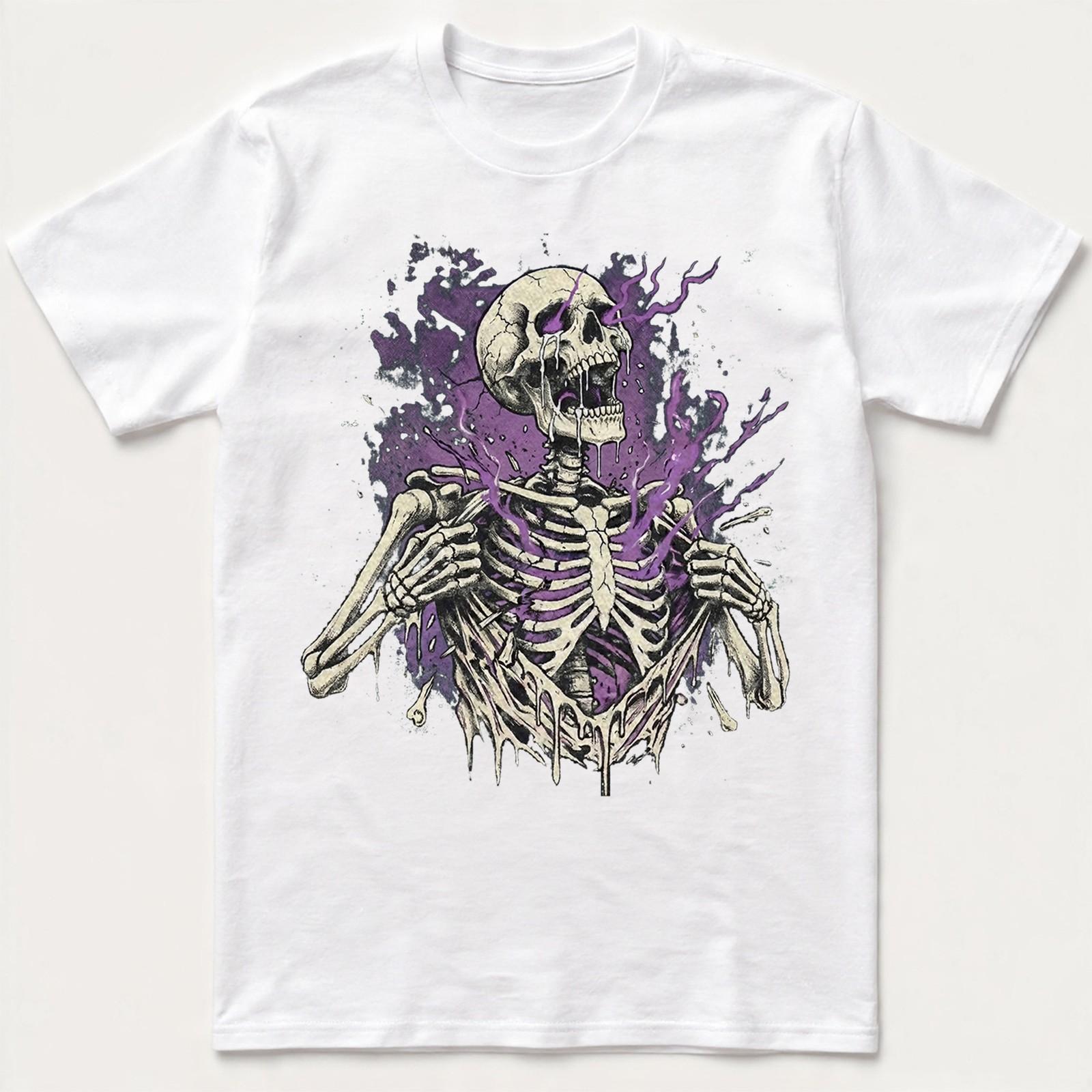 Skeleton Purple Smoke Gothic 90s T-Shirt Retro Horror Gift Men Women Tee S разноцветный