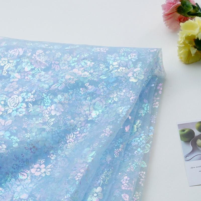 1/3/5 jardów iridescentna gradientowa drukowana tkanina siatkowa na ręcznie robione DIY szycie odzieży spodni spódnic akcesoria dekoracyjne wykończenia kokardek