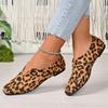 New leopard print flat-soled single shoes for women's spring and autumn new casual soft-soled shallow-mouth square head single shoes