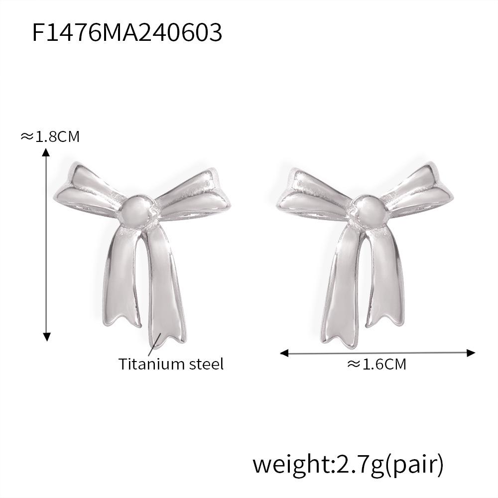 Korean-Style Gold-Plated Bow Stud Earrings: Titanium Steel, Fashionable Design