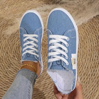 2025 Segeltuchschuhe Neue Damen 2024 Frühling Kleine weiße Schuhe Flache Bodenbrettschuhe Faule Schuhe