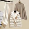 Women's Thickened Vest Turtleneck Knitted Sweater Wide Leg Autumn Winter Suit