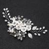 European & American Polymer Clay Flower Comb with Diamonds, Handmade Pearl & Rhinestone Bridal Headdress for Weddings & Banquets