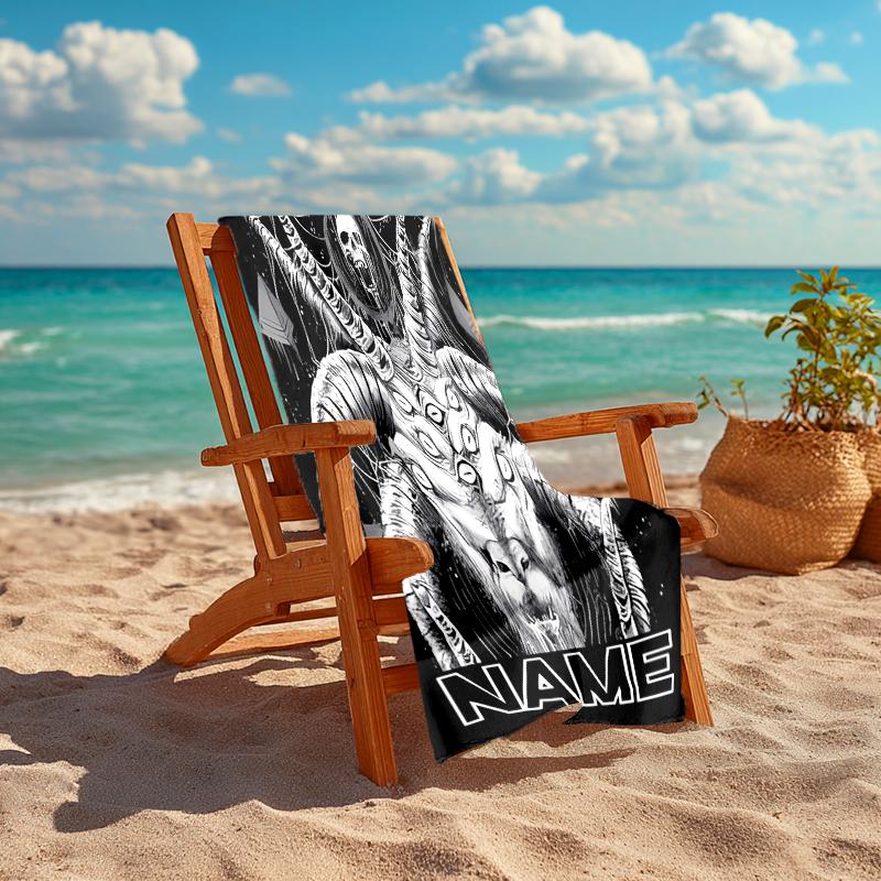 Personalized customized proof beach towel with Baphomet pattern - soft, absorbent, quick-drying, perfect swimming, camping&bathing