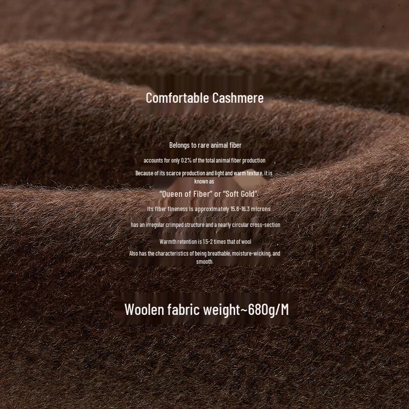 LANGZI Women's Cashmere Double-Faced Suit Collar Coat