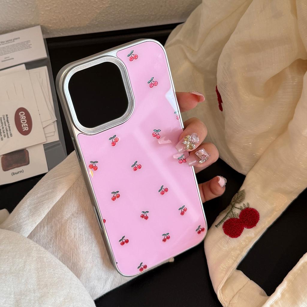 Gilded Ins Cherry Full Screen for Apple 16 Mobile Phone Case 17pro Max for IPhone 15 Anti-fall 14 Glass 13
