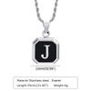 Initials Necklaces for Men Women,A-Z 26 Letters Black Square Stainless Steel Pendant Collar,45-60CM Twisted Rope Chain Gifts