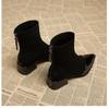 Fashion Ankle Boots Women Chunky Mid Heels Suede Shoes Woman Pointed Toe Trend Winter New Style Goth Walking Snow Boots Zapatos De Mujer