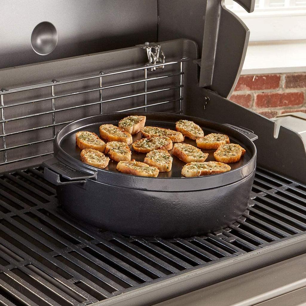 Weber Dutch Oven Duo Grill Cast Iron Plate, [2-Year Warranty]