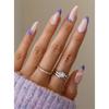 24Pcs Almond Long French Fake Nails Pointed Glossy White Edge Artificial Acrylic Press On Nails Removable Nail Art Tips