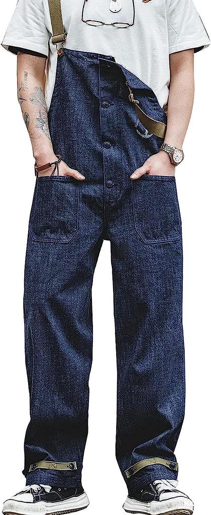Kayiyasu Denim Sizes Plus Cap Sarouel Loose Fit Men's Overalls, S-5XL, Sizes, Pants, Outdoor, Wide-leg Pants, Pants, Unisex, Workwear, Stylish, (2XL,
