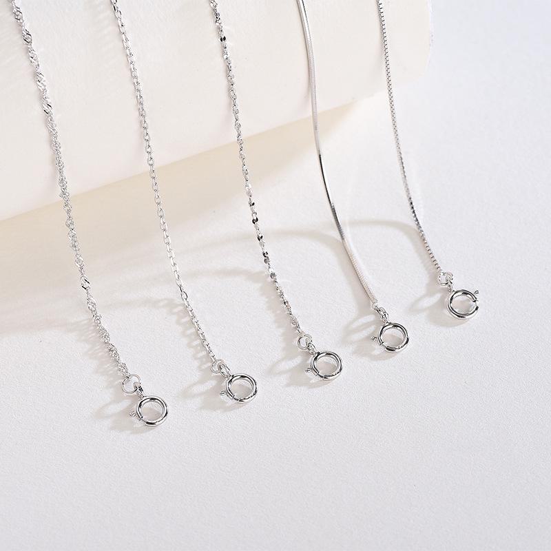 S925 Silver Cross & Star Necklace with Water Wave, Box, Snake, and Bone Chains, Featuring an Extended Tail Chain