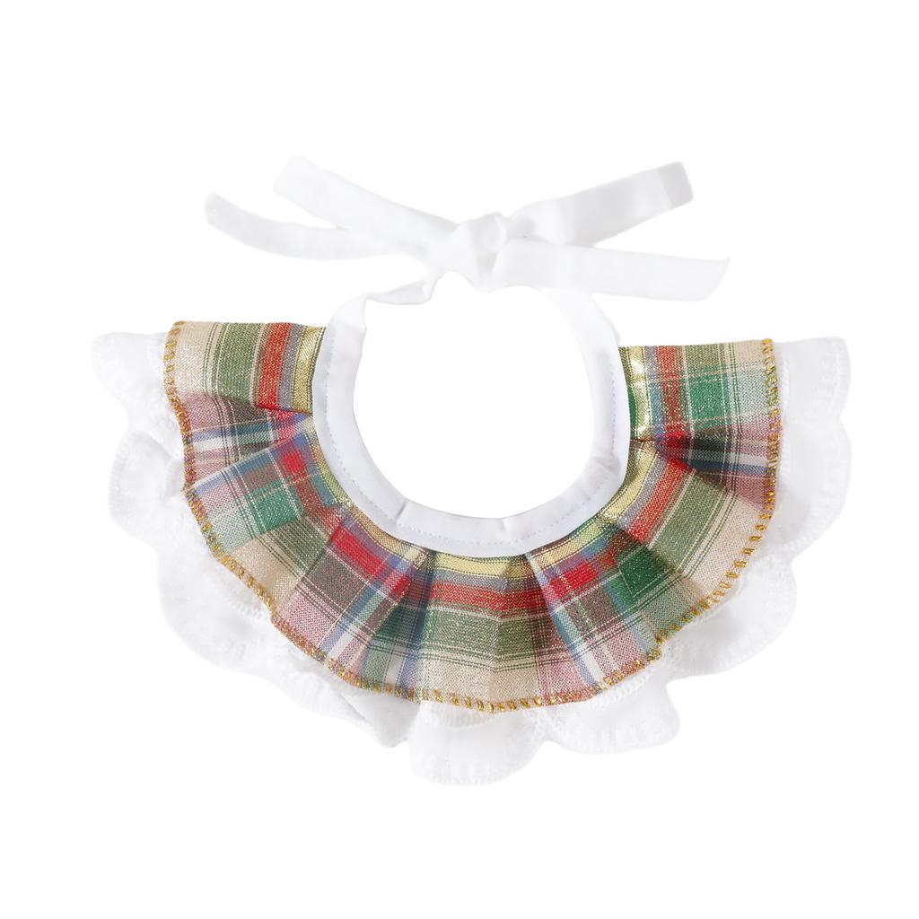 Cat Dog Bib Princess Style Pet Plaid Pet Supplies Cotton Korean Plaid Lace Pet Scarf