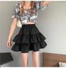 Women's Summer White Tiered Pleated Puffed Umbrella Skirt Petite High-Waisted A-Line Mini SkirtCasual Design-forward Slimming All-match Versatile