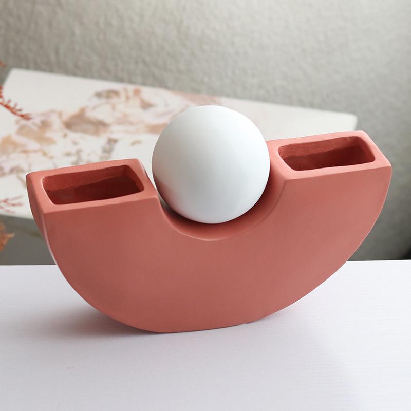 Resin Vase Geometric Semicircle Moon Flowerpot Flower Arrangement Accessories Flower Vase Home Decoration Accessories