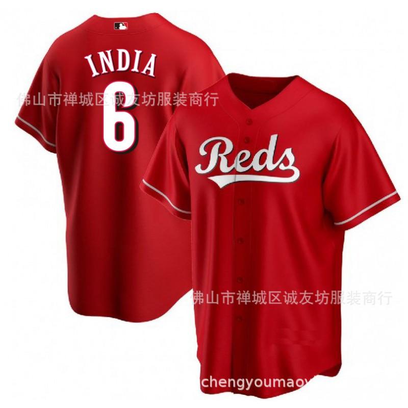 Mens Cincinnati Reds 6 White Fan Baseball Jersey MLB Style Unisex Sport Shirt Lightweight