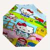 Hello Kitty,Painting Automatic Folding Umbrella-Simple 8-Rib Design, Bright Cartoon Pattern, Durable Iron Frame, Suitable For Travel, Outdoo