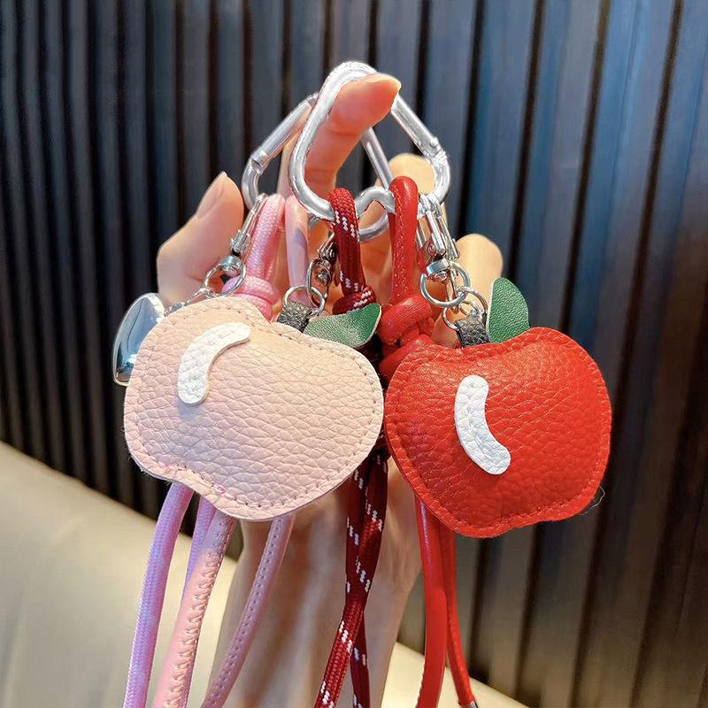 Yogodlns PU Leather Fruit Apple Backpack Pendant Fashion Accessories for Bag Hanging Decor