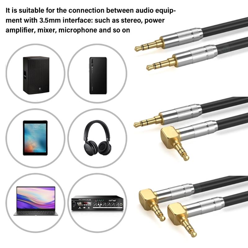 3.5mm Auxiliary Cable With 90 Degree Plugs Male to Male Extension Cord TRS Cable For Car, Tablets, And Home Auditory