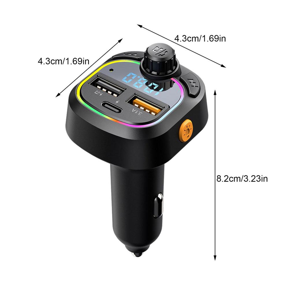 

Bluetooth 5.0 FM Transmitter Fast Charging Bluetooth Hands-Free Audio Player With USB Drive Reader FM Transmitter Car USB Adapte чорний