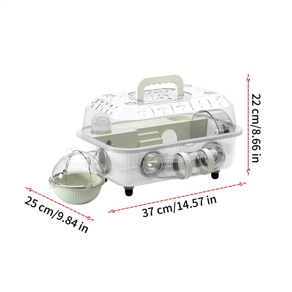 Gerbil Cage 2-Layer Clear Detachable Assembled Nest With Tunnel And Silent Wheel 37x25x22cm Mouse Cage For Exercise Bedding