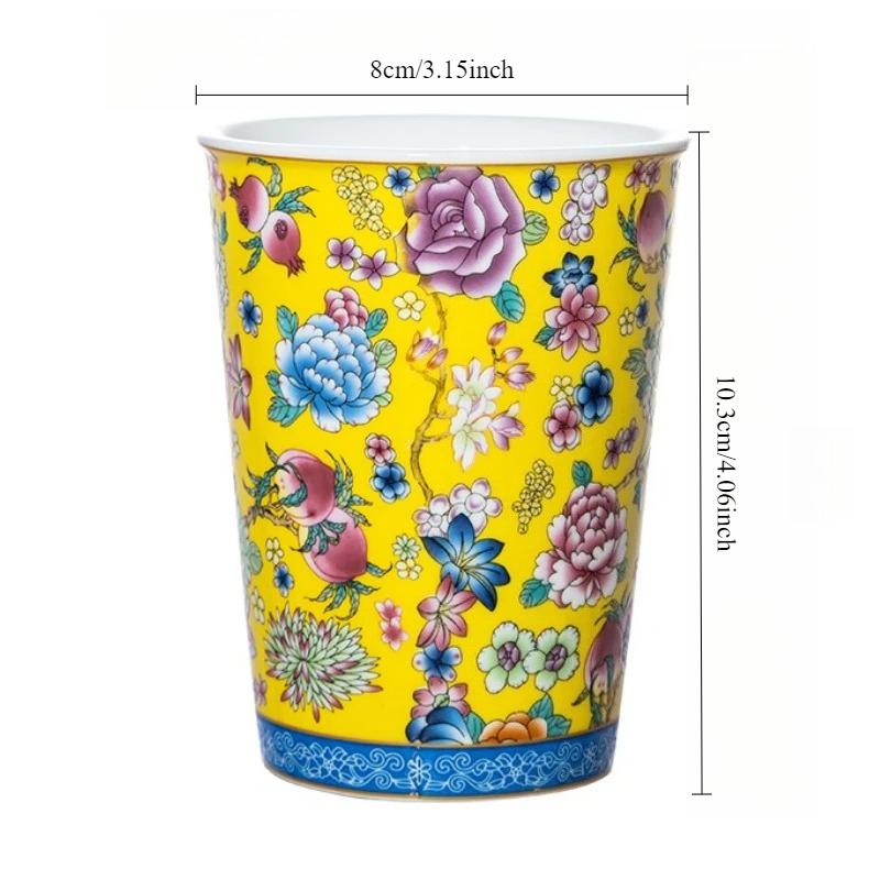 300ml Vintage Floral Pattern Chinese Tea Cup Ceramic Tiki Painted Cocktail Cups Personalized Cup Household Water Cup Gift Giving
