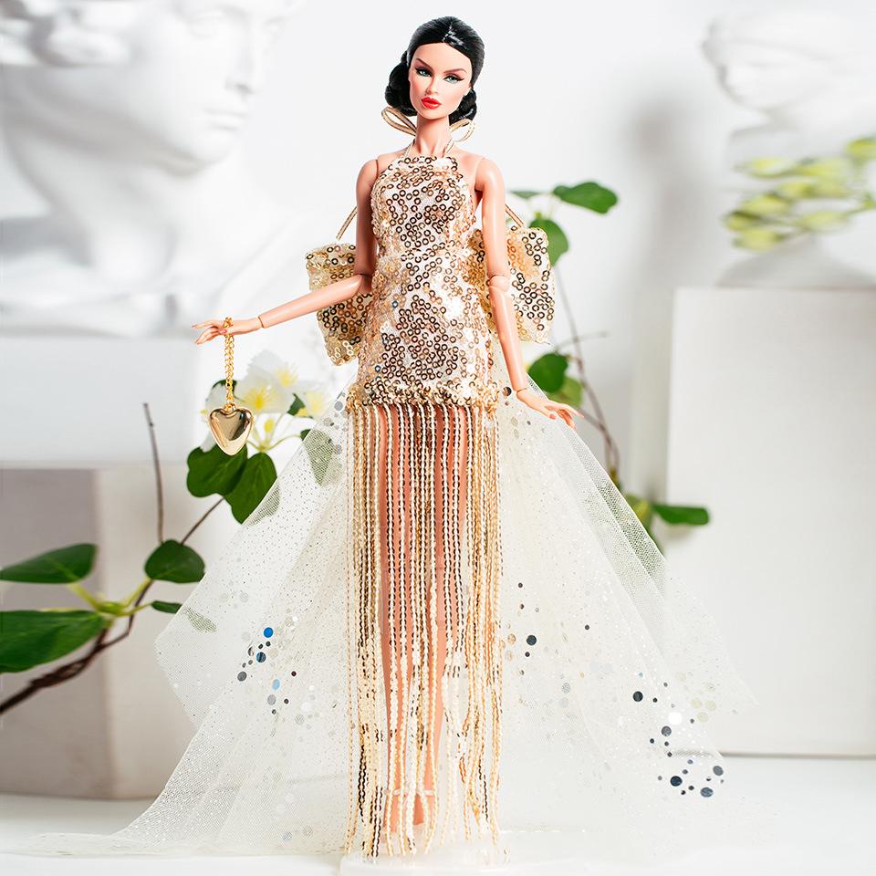 

New 1/6 Supermodel Doll Lace Golden Dress Set Shining Star Series Dresses Fashion Girl Dress Up Doll Clothes For 30Cm Bjd Doll Fits 30cm dolls