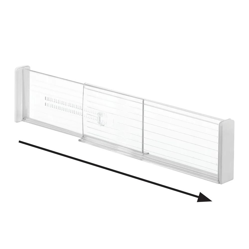 Adjustable Drawer Organizer Set of 2 BPA-Free Clear Plastic In-Drawer Dividers Kitchen Bathroom Office Storage Solutions