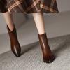 Fashion 2025 Women Boots Retro Chelsea Boots Women Shoes Winter Fashion Women ANKLE Boots Split Leather Female Square Heel Leather