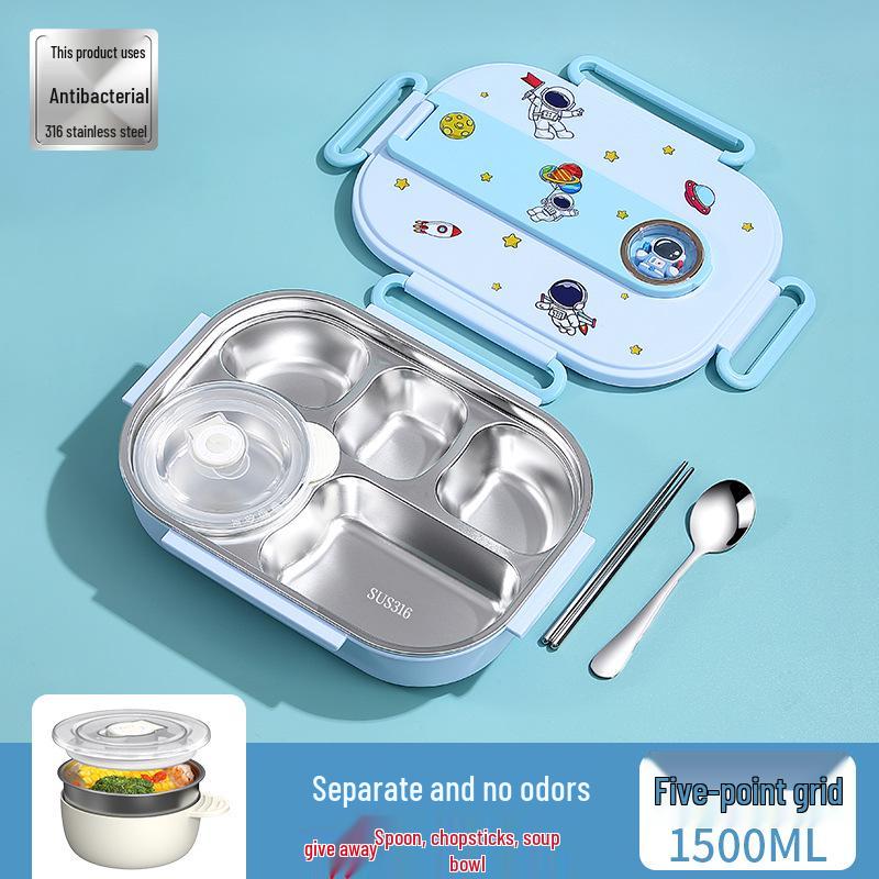 316 Stainless Steel Insulated Bento Lunch Box for First-Grade Girls, Four Compartments, Perfect for School.